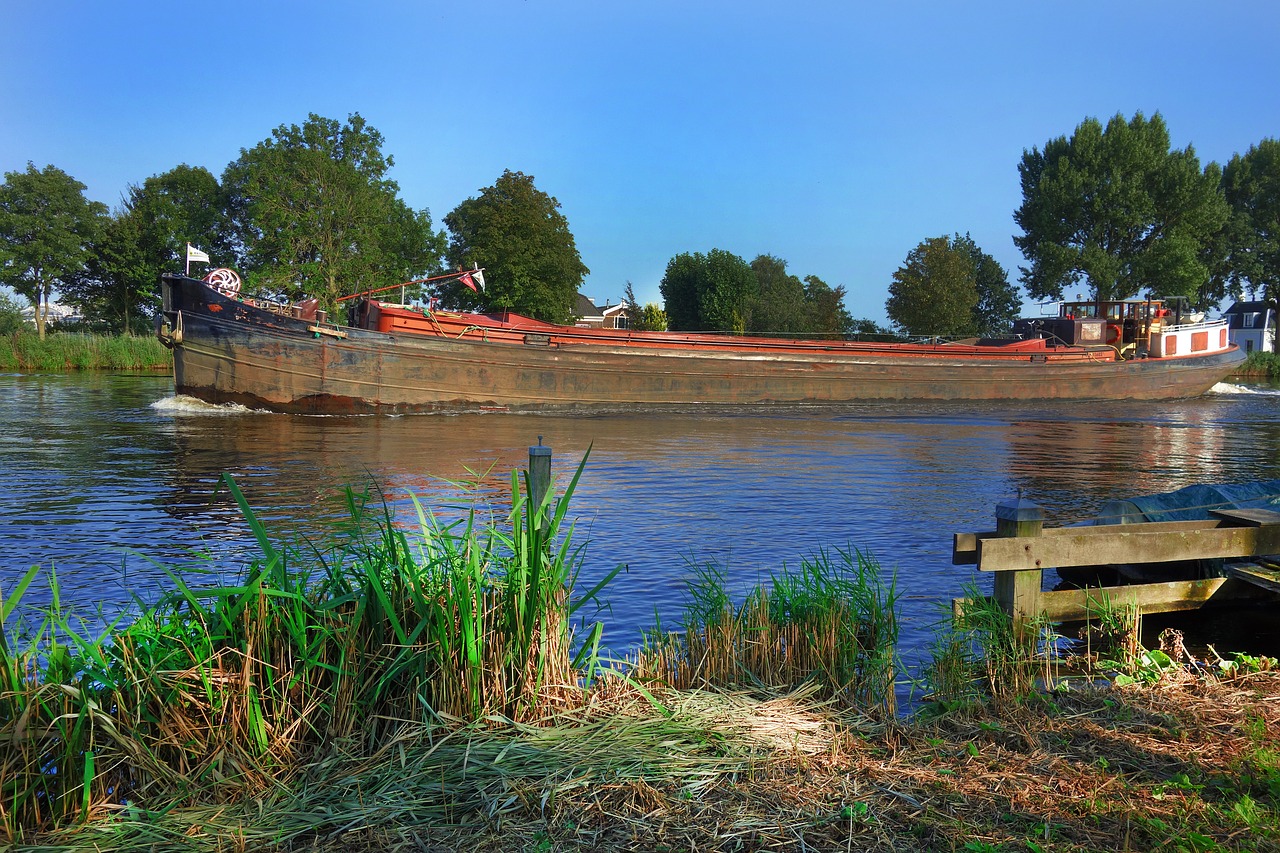 boat freighter river free photo