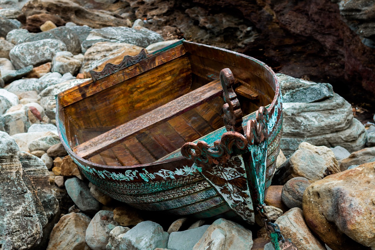 boat abandoned sea free photo