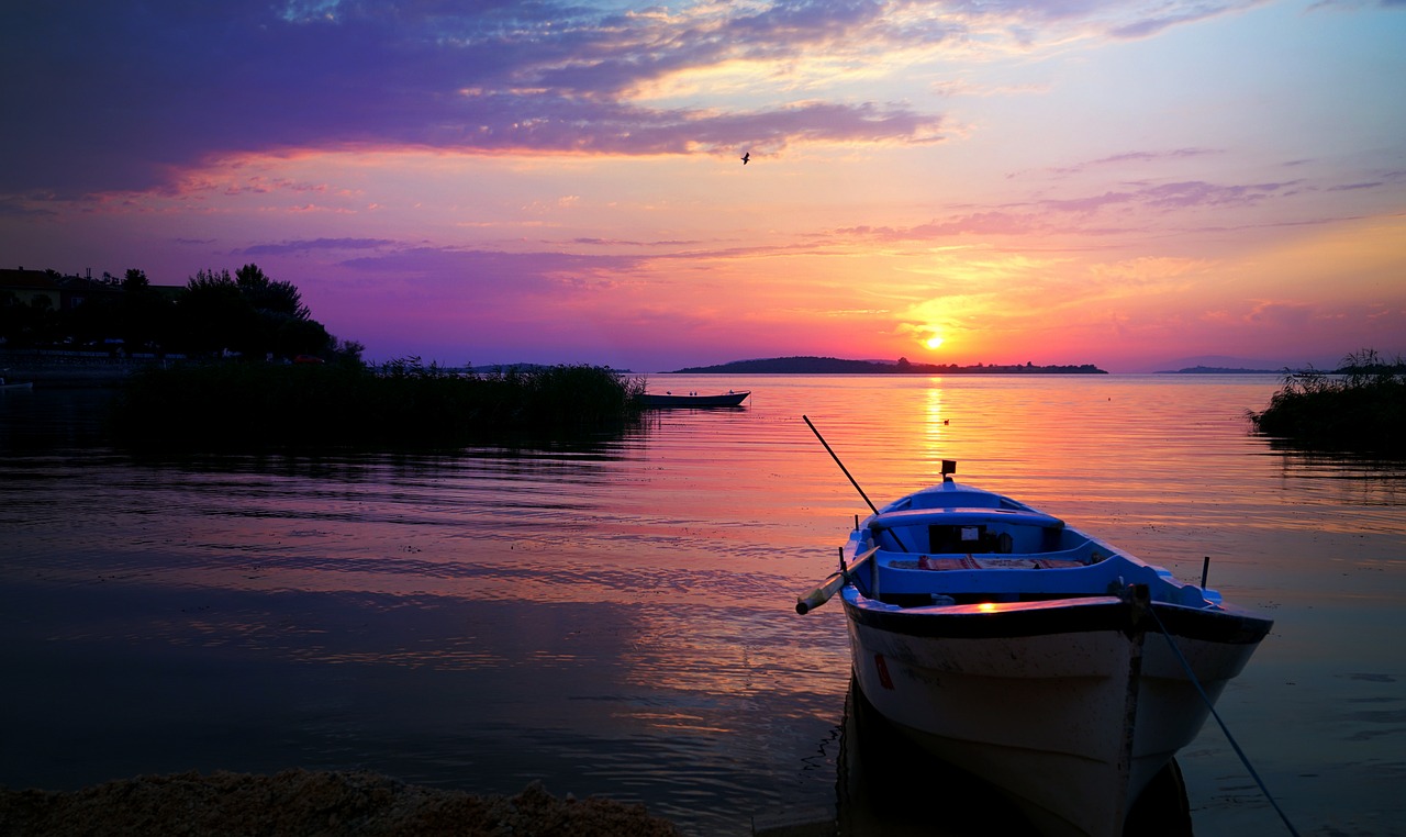 boat water sunset free photo