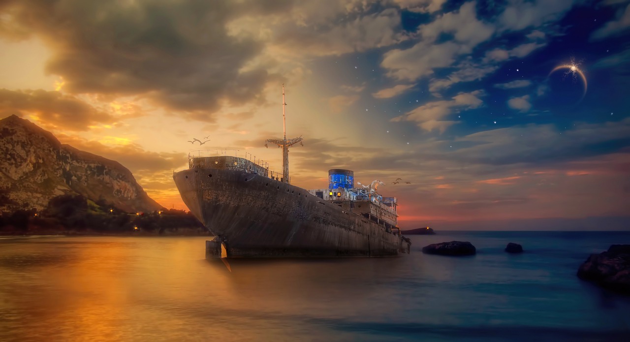 boat  sunset  sea free photo