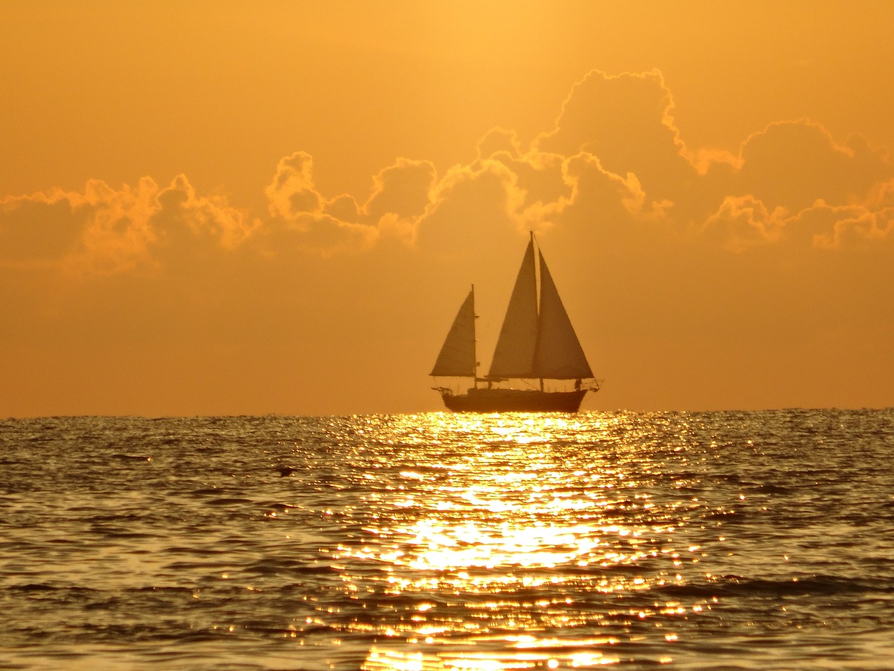 boat sunset mar free photo