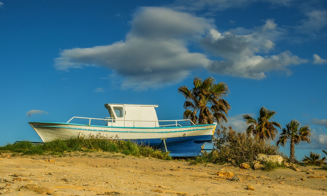 boat  grounded  landscape free photo