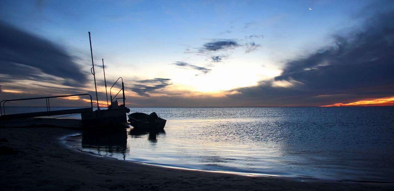 boat sunset sky free photo