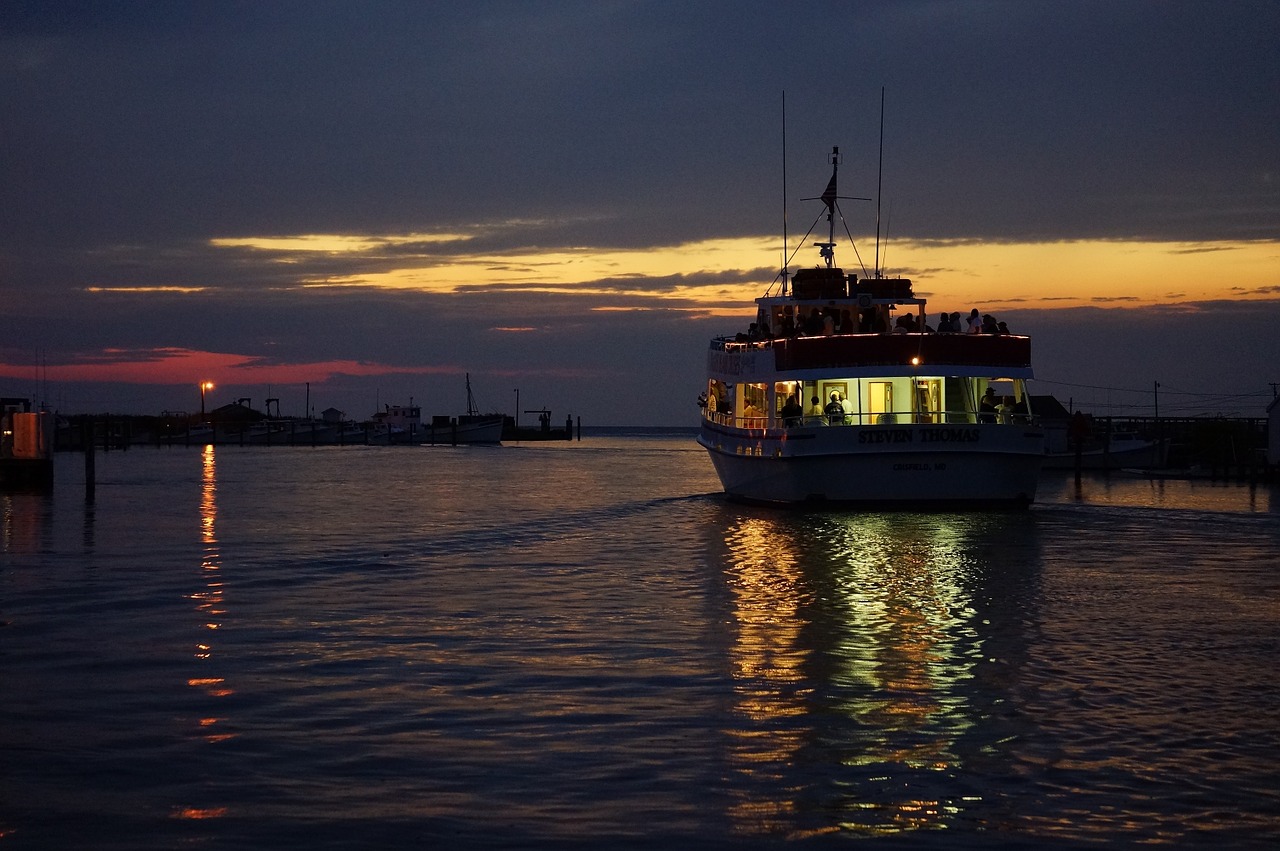 boat ship sunset free photo