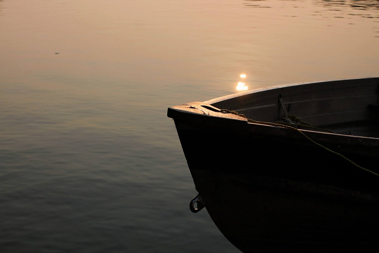 boat water sunset free photo