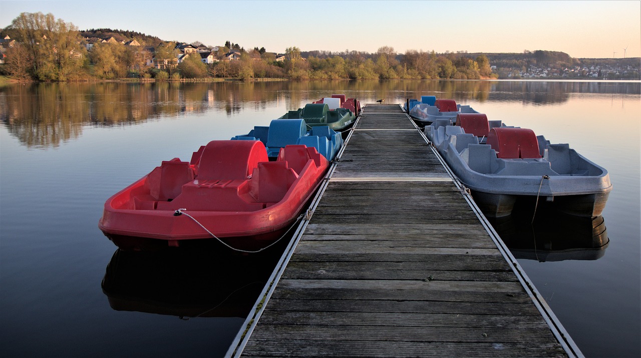 boat dock  pedal boats  lake free photo