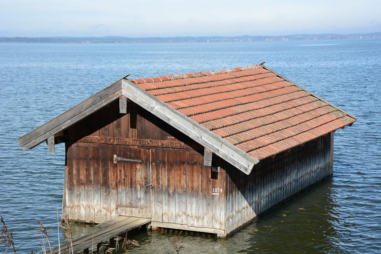 boat house lake water free photo