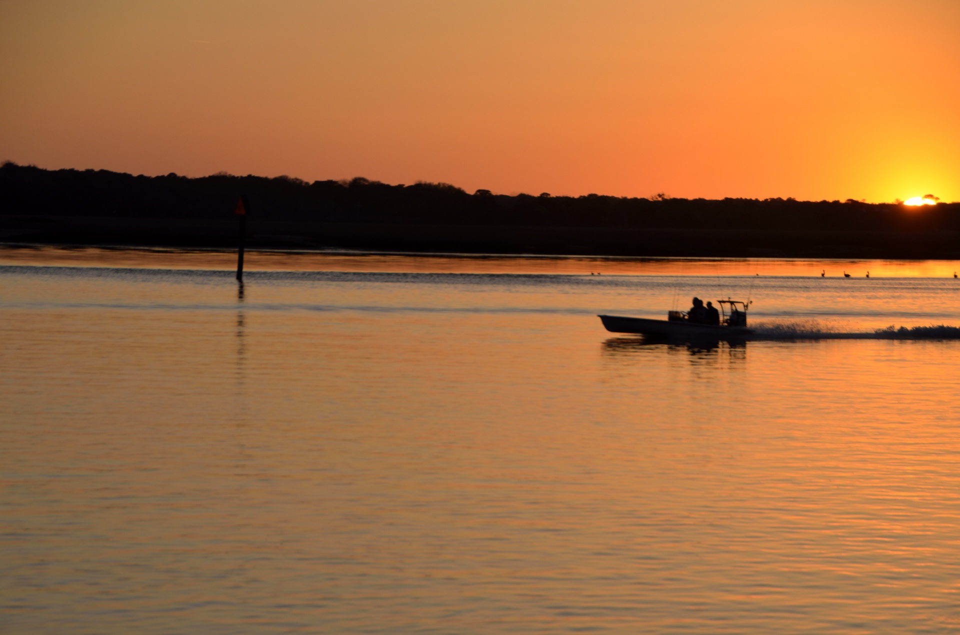 sunset fishermen sky free photo