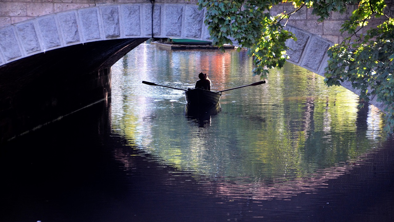 boating river bridge free photo