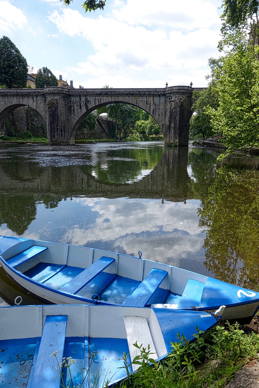 boats reflection blue free photo