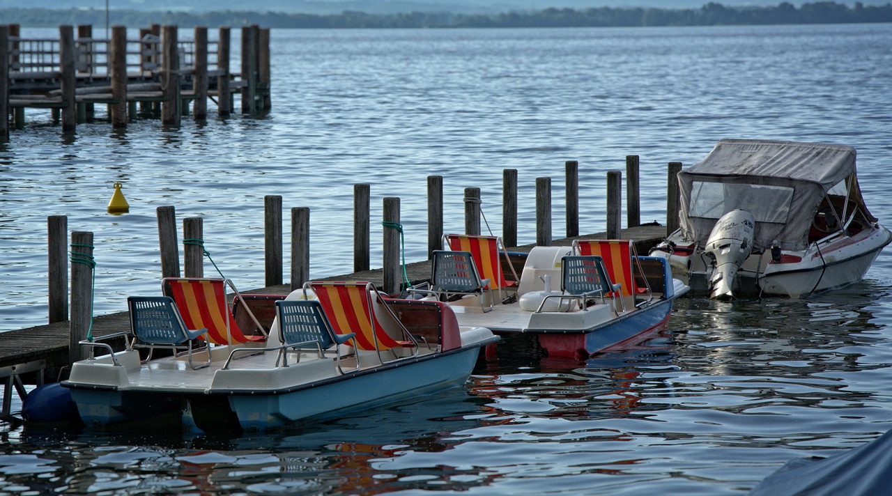 boats anchorage lake free photo