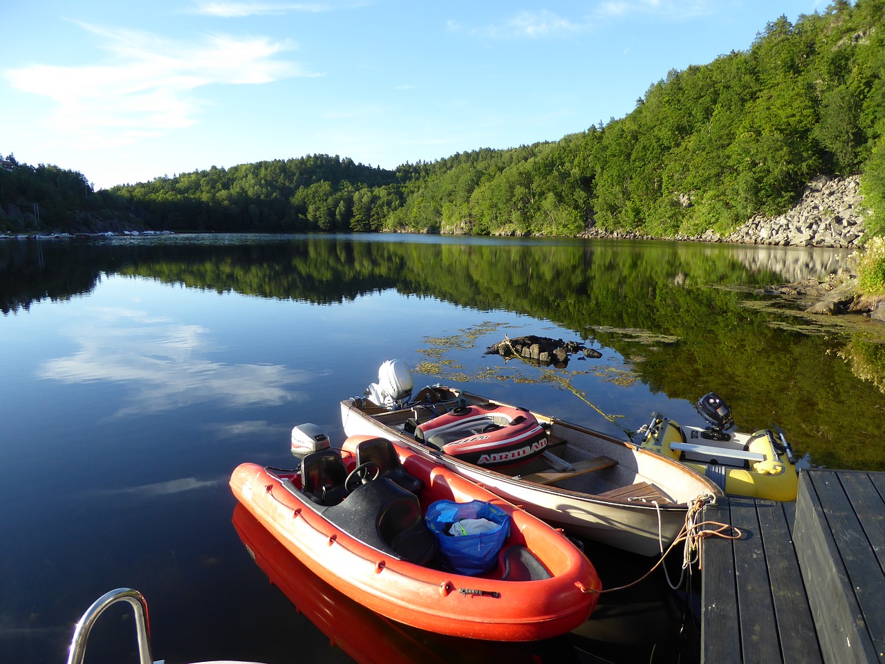 boats dinghy evening free photo