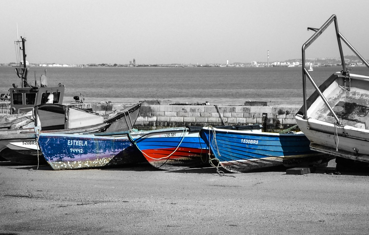 boats blue red free photo