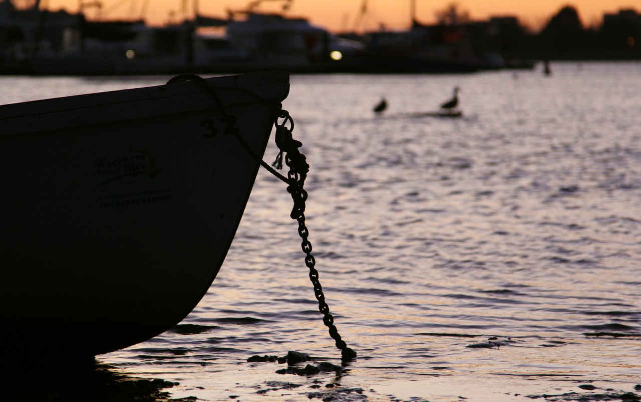 boats sunset water free photo