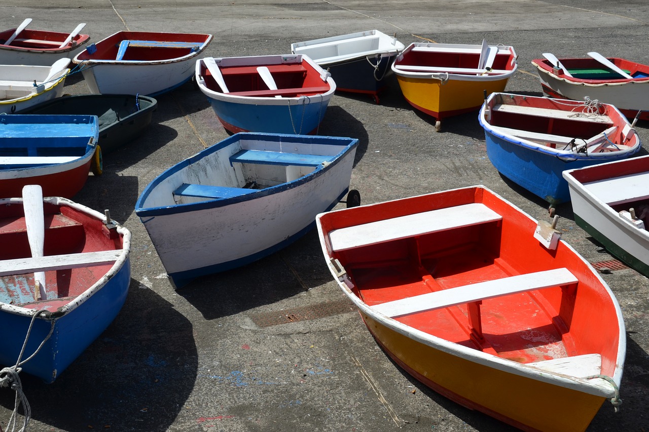 boats colorful port free photo
