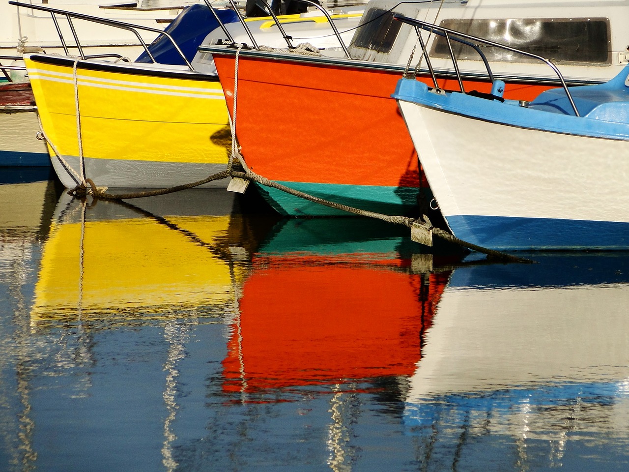 boats reflections colors free photo