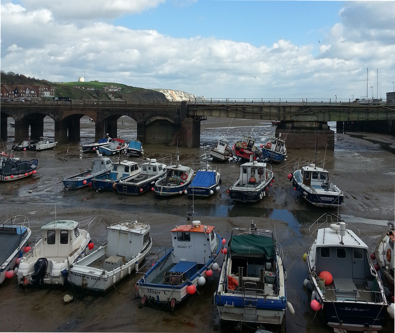 boats bridge sea free photo