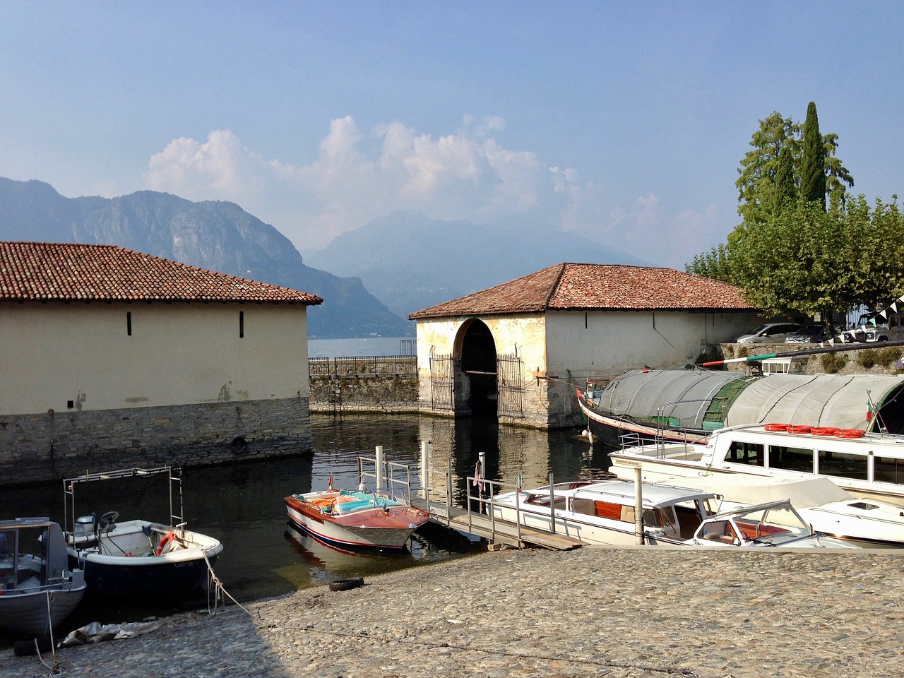 boats lake mountains free photo