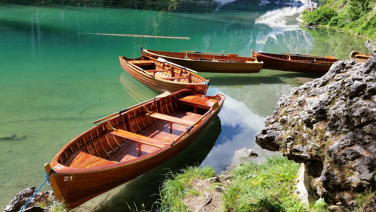 boats  lake  braies free photo