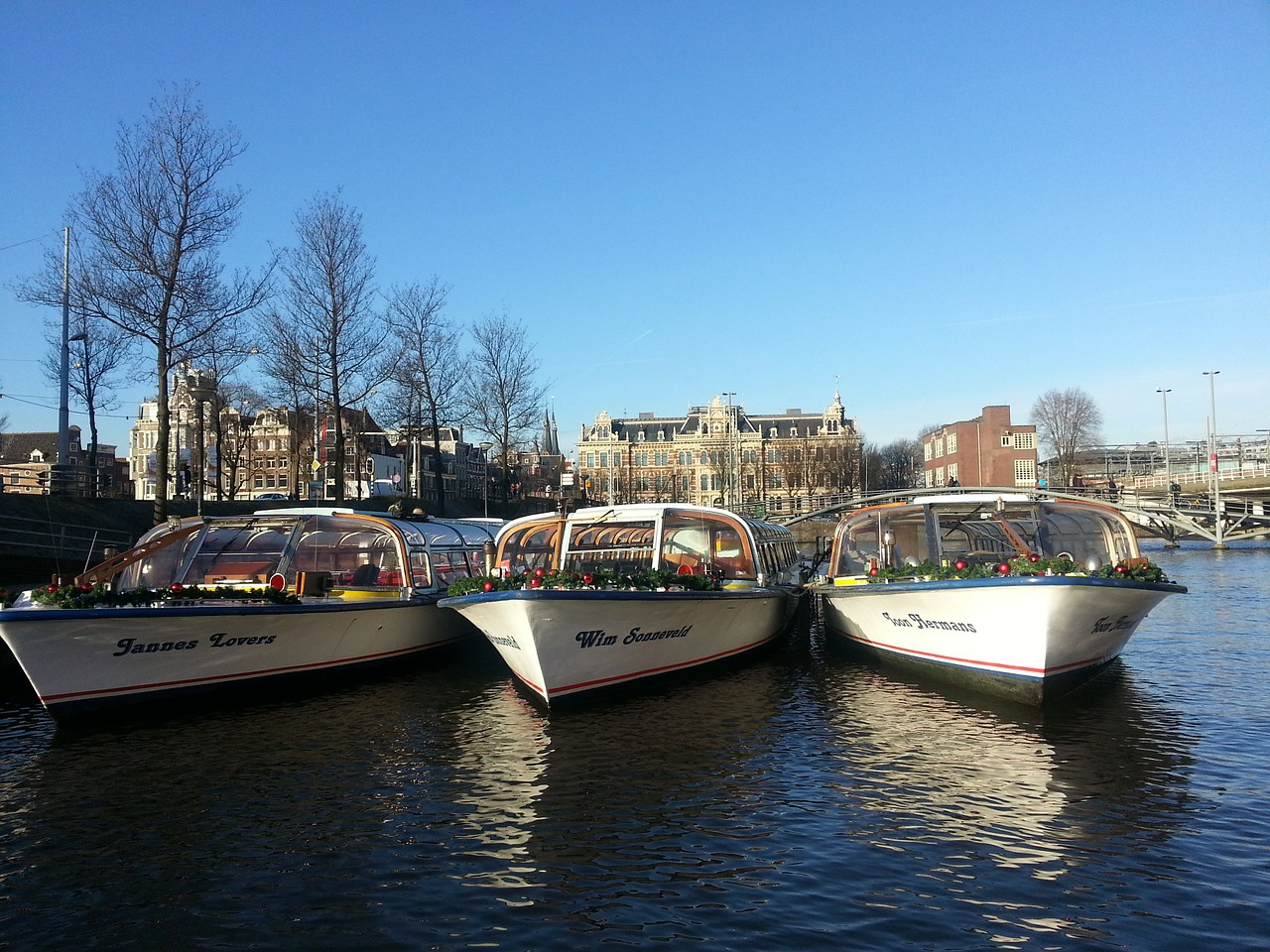 boats amsterdam canal free photo
