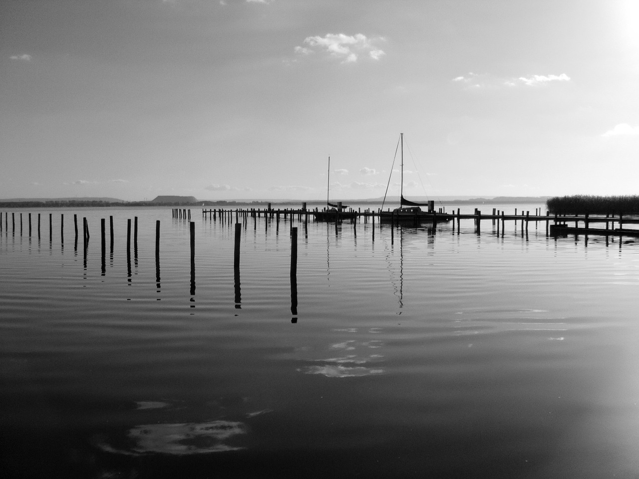 boats water black and white free photo