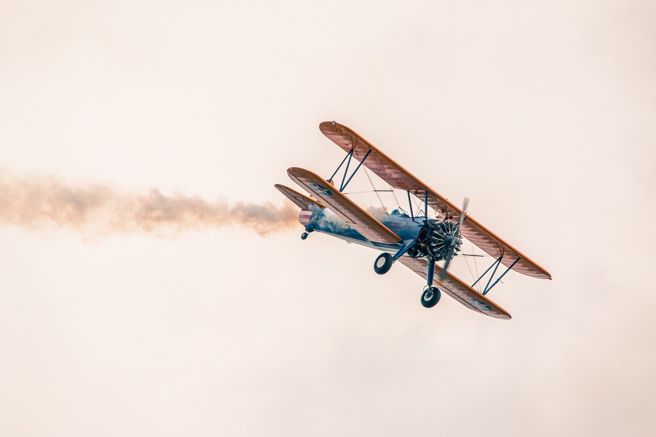 boeing stearman pt-13d double decker aircraft free photo