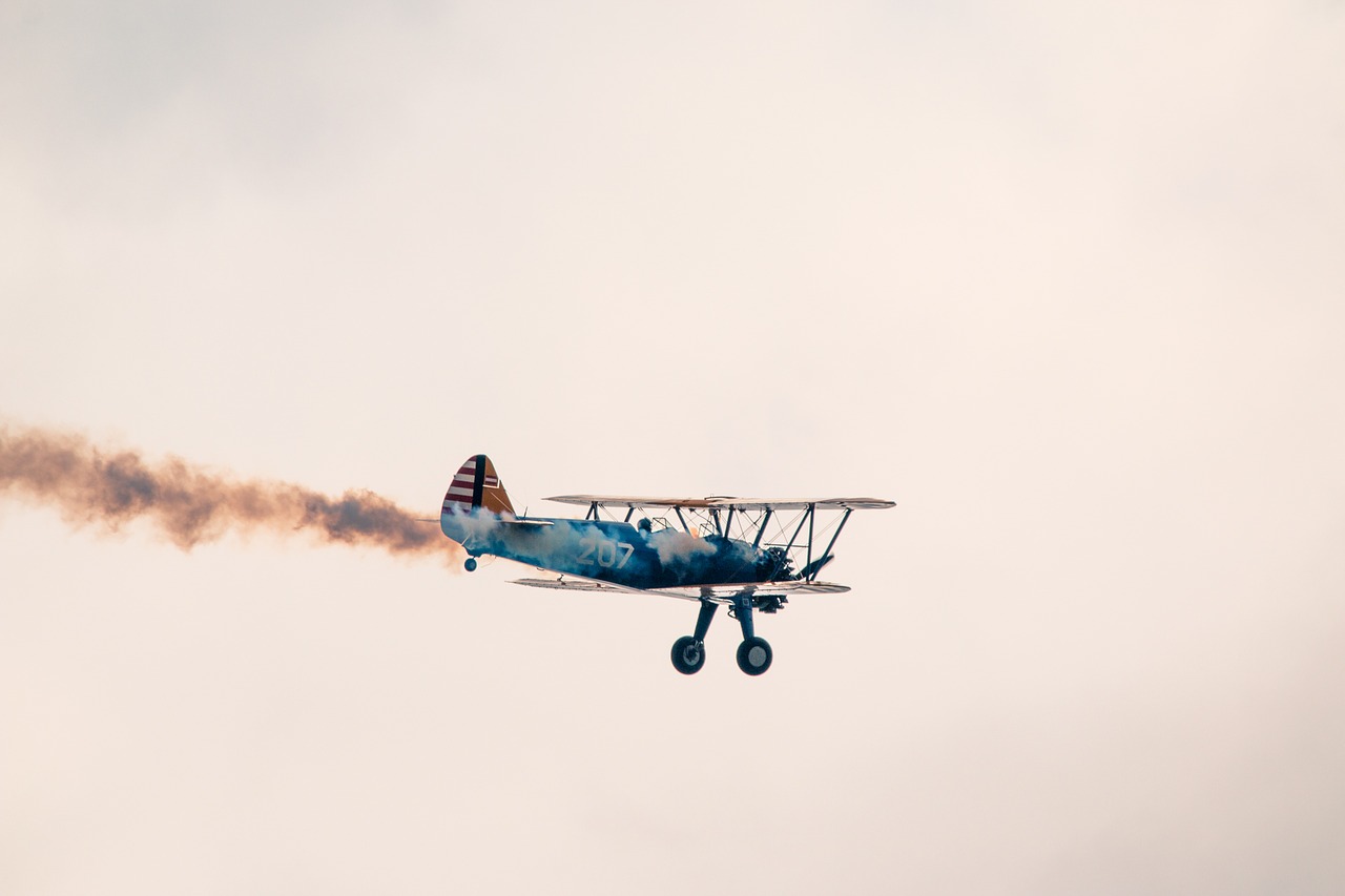 boeing stearman pt-13d double decker aircraft free photo