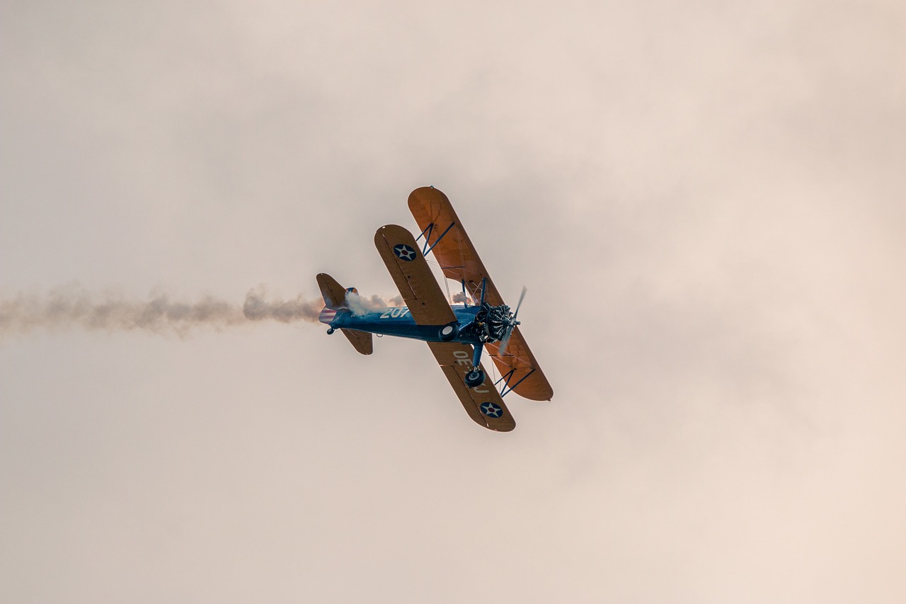 boeing stearman pt-13d double decker aircraft free photo