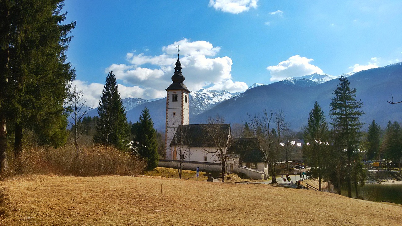 bohinj church sky free photo