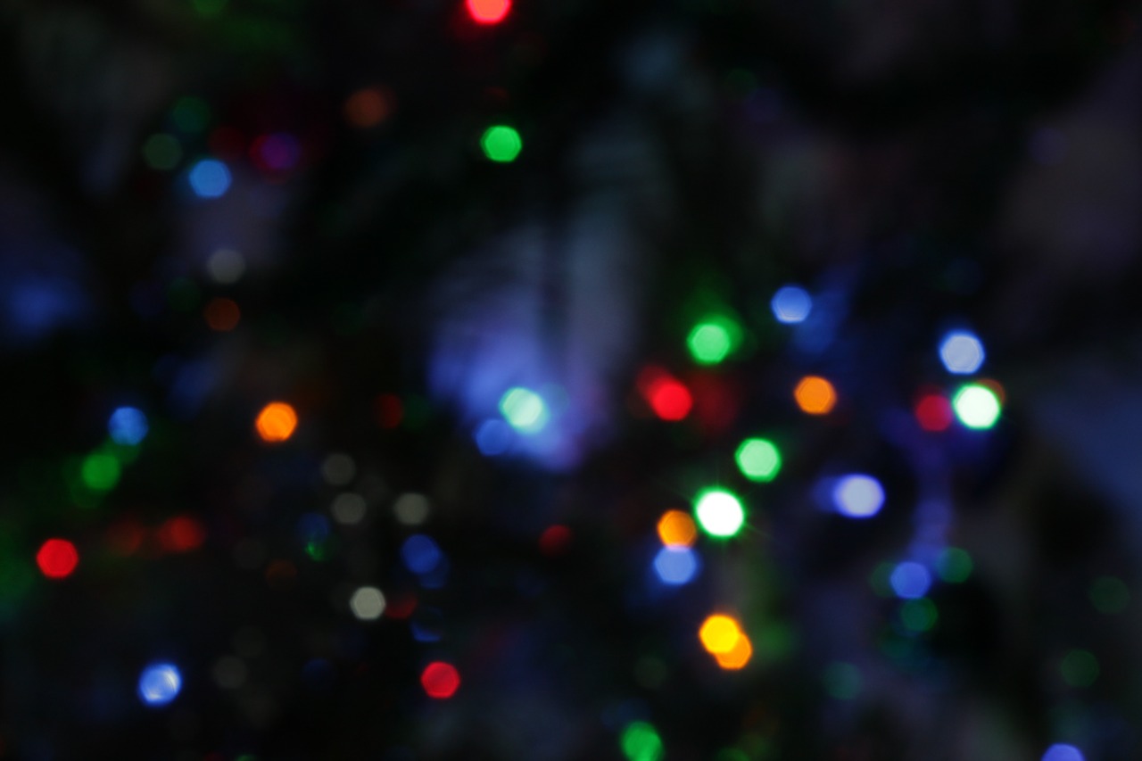 bokeh lights christmas tree free photo