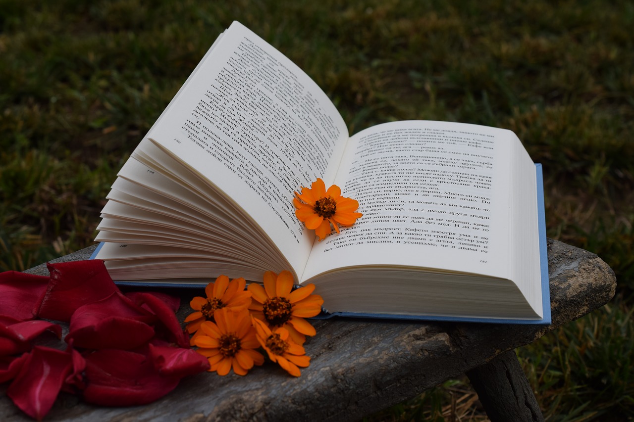 book flowers petals free photo