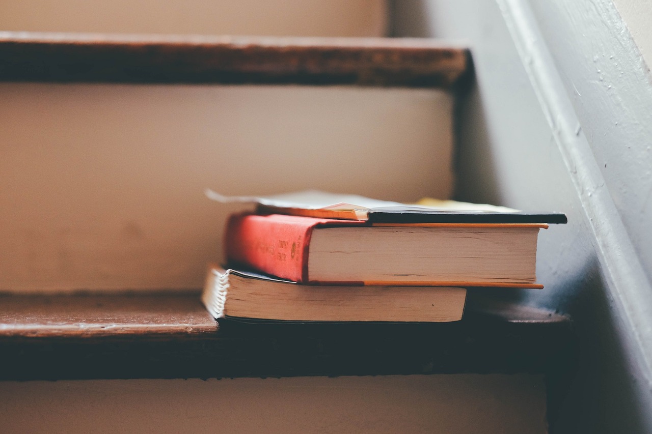 books stairs reading free photo