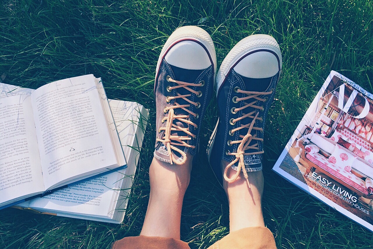 books shoes person free photo
