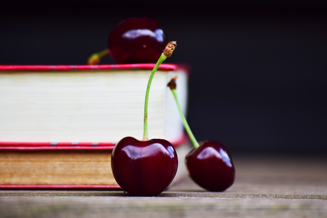 books  cherries  read free photo