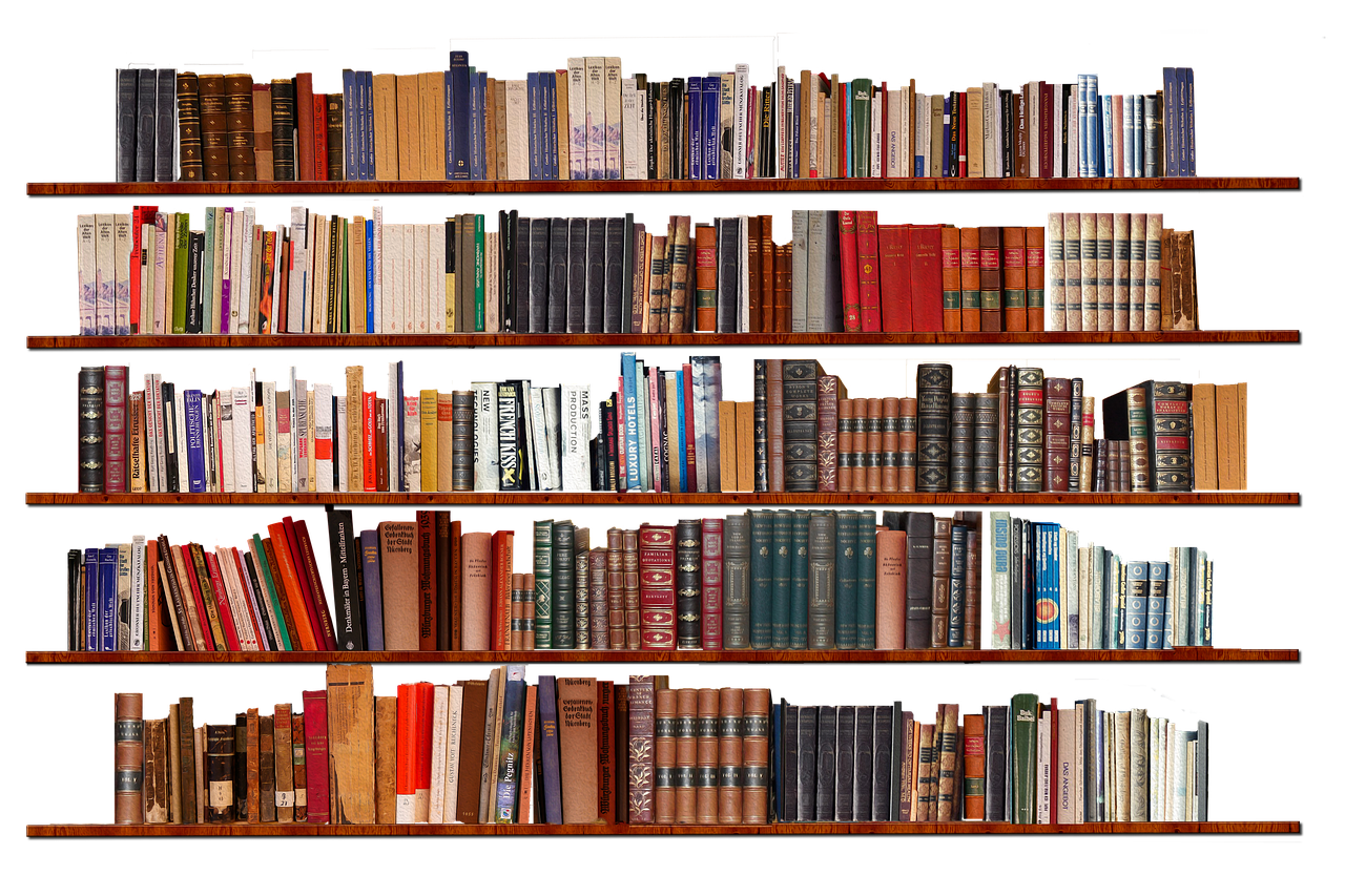 Bookshelf, isolated, transparent background, books ...