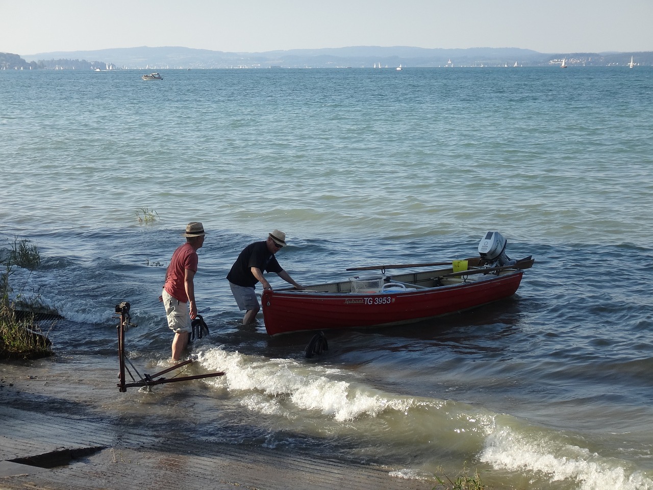 boot men lake constance free photo