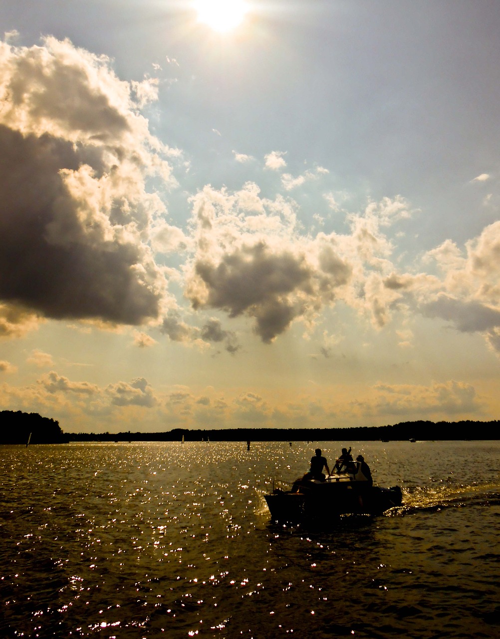 boot lake sunset free photo