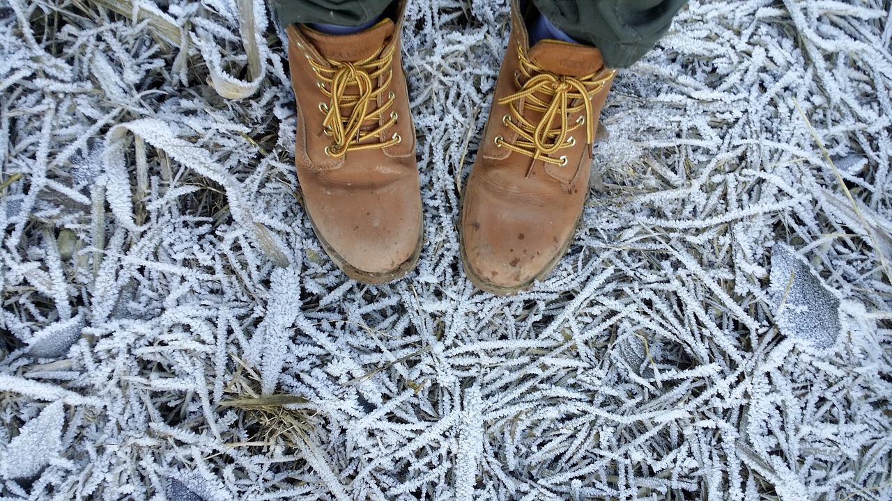 boots frosty ground free photo