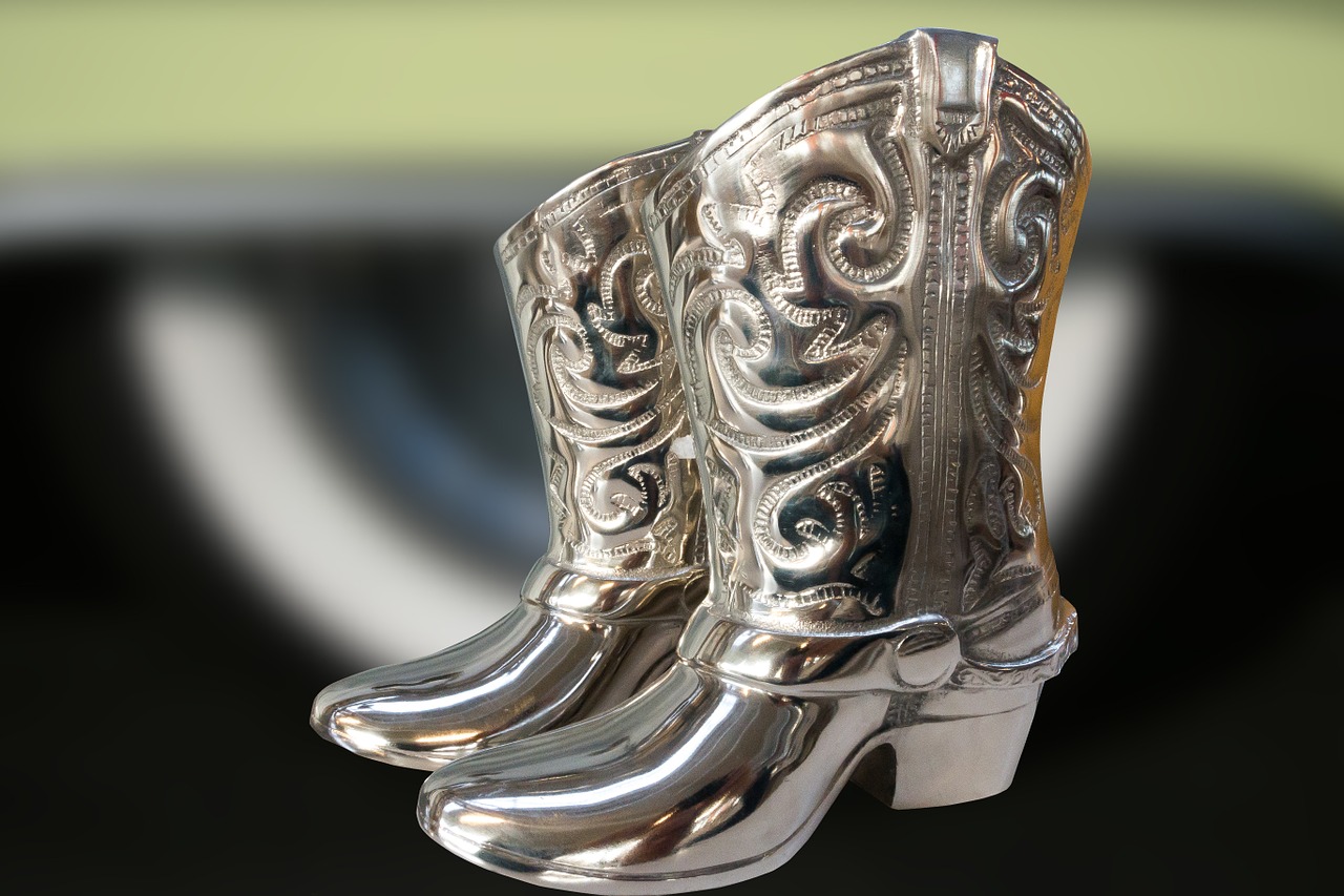boots cowboy boots silver free photo