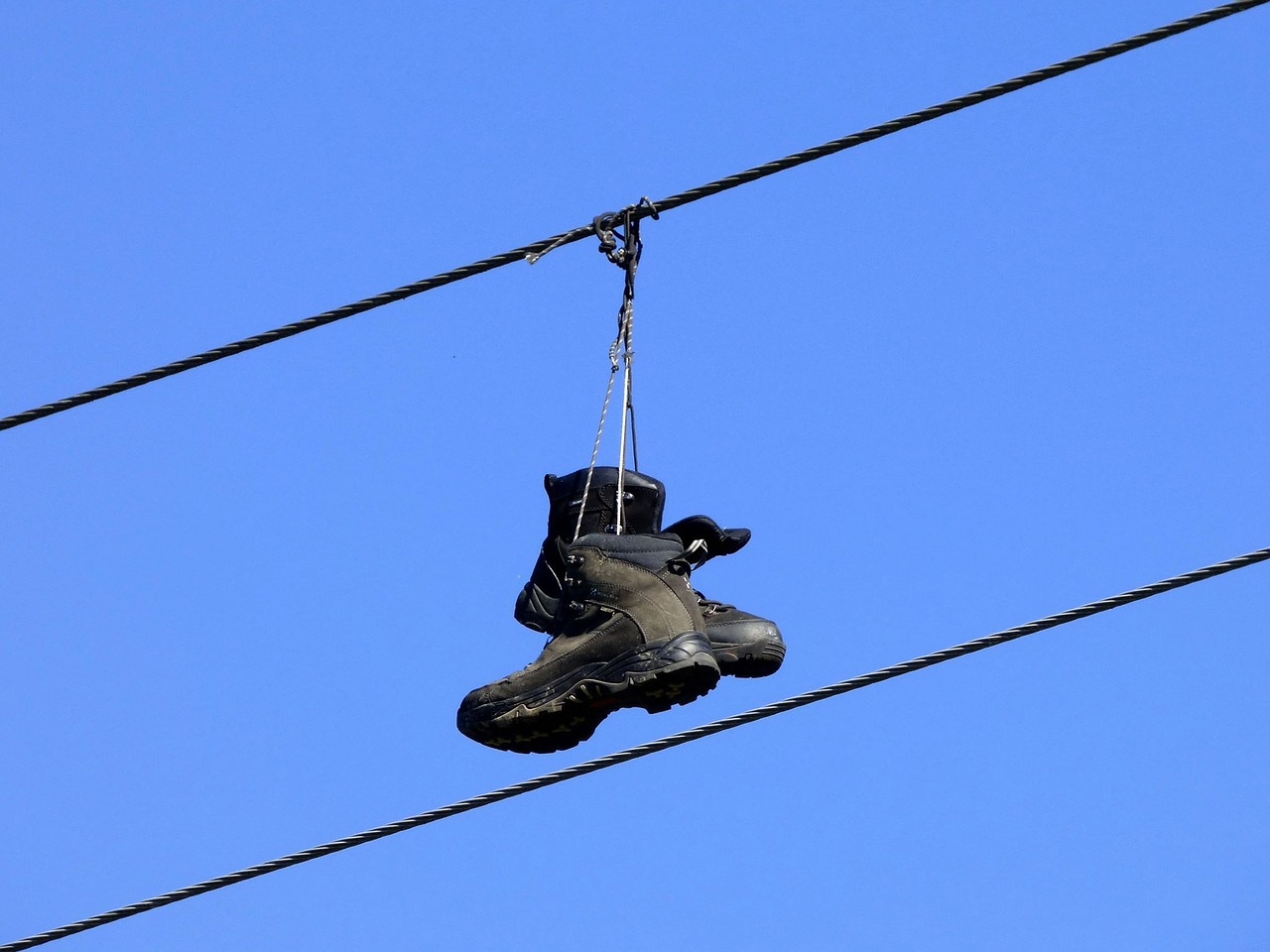 boots power line high up free photo