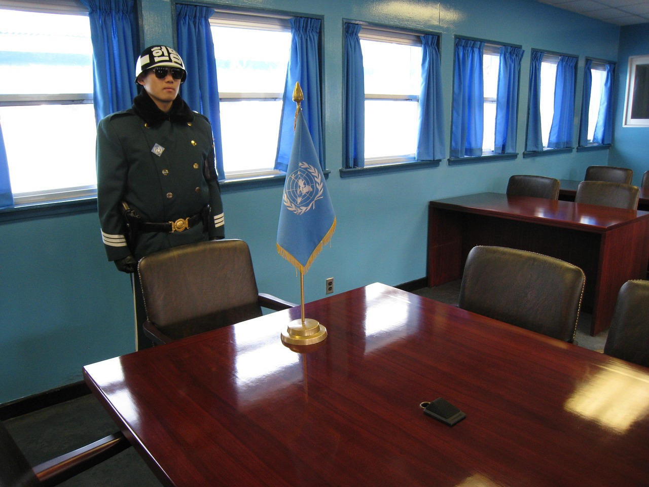border north korea border conference room free photo