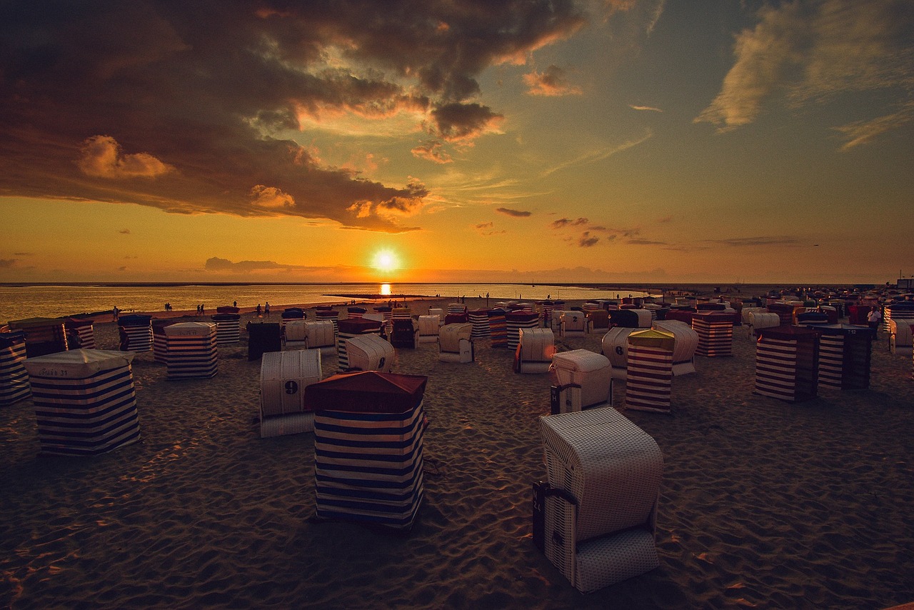 borkum sunset beach chair free photo