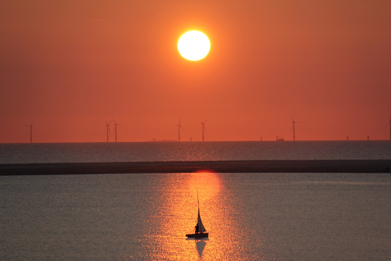 borkum sunset wind park free photo