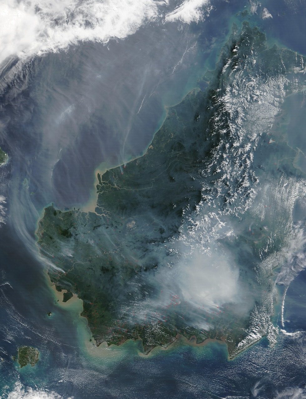 borneo forest fire satellite image free photo
