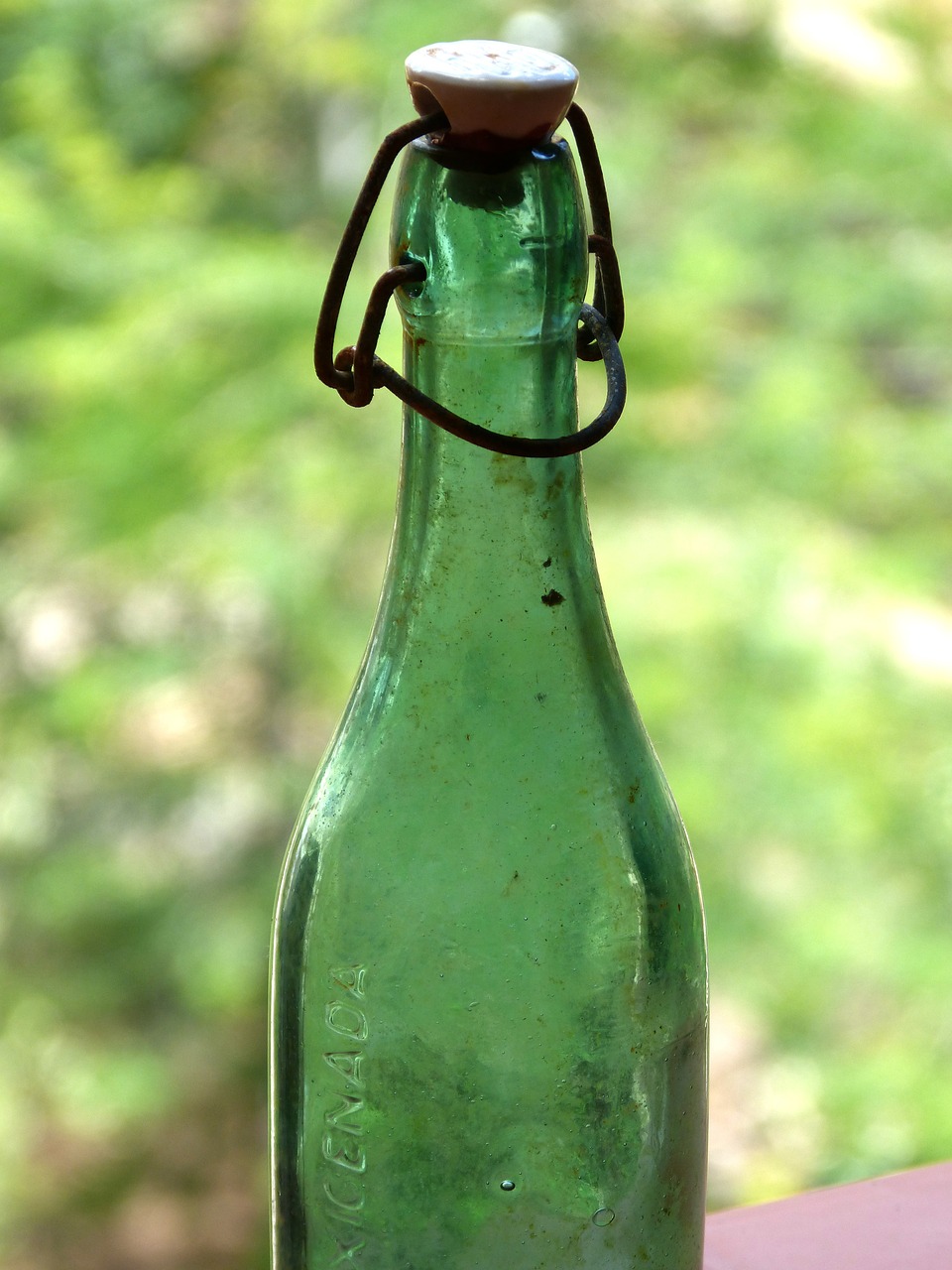 bottle green glass old free photo