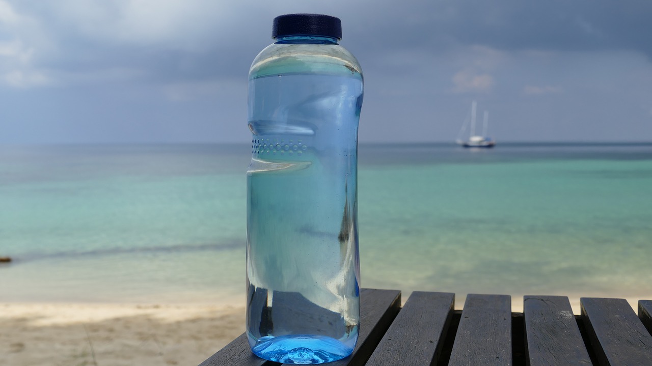 bottle blue sea free photo