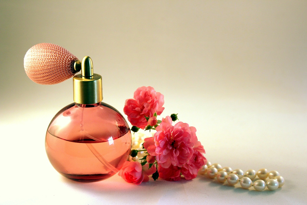 bottle perfume roses free photo