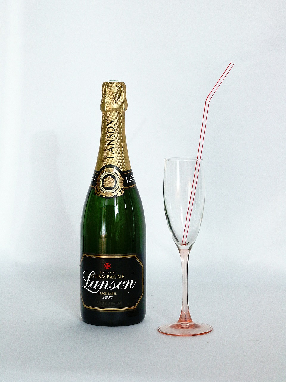 bottle champagne straw free photo