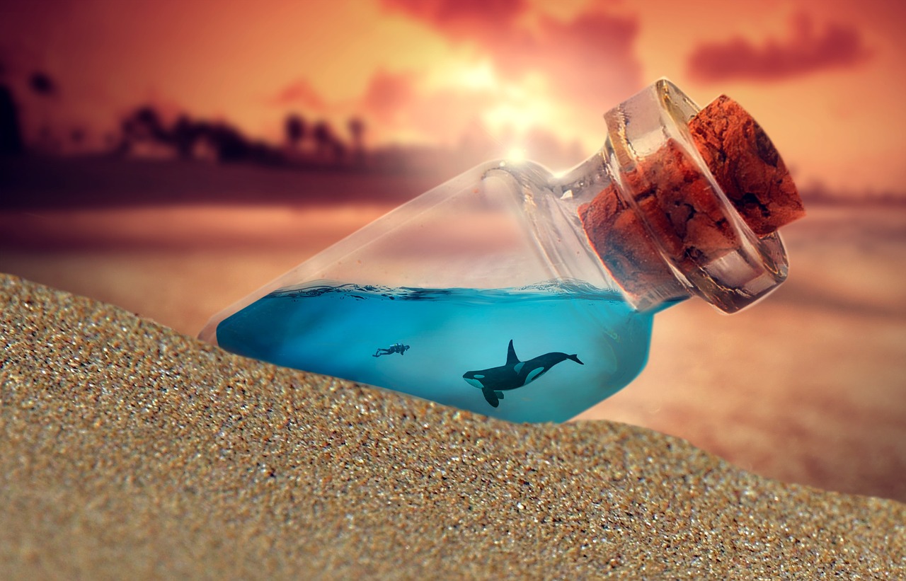 Bottle Beach Ocean Sand Water Free Image From Needpix Com