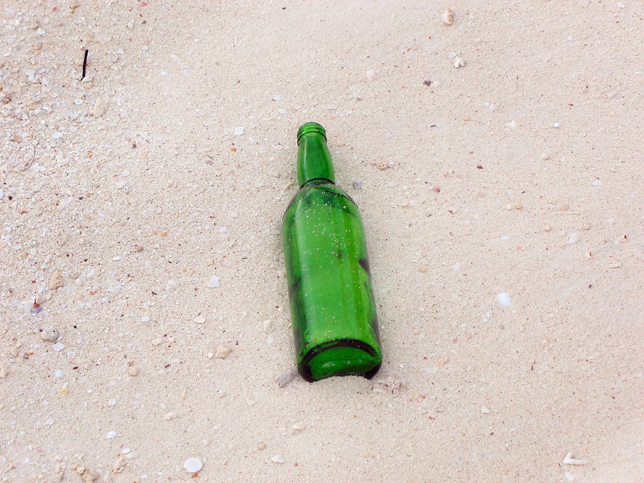 bottle sand beach free photo